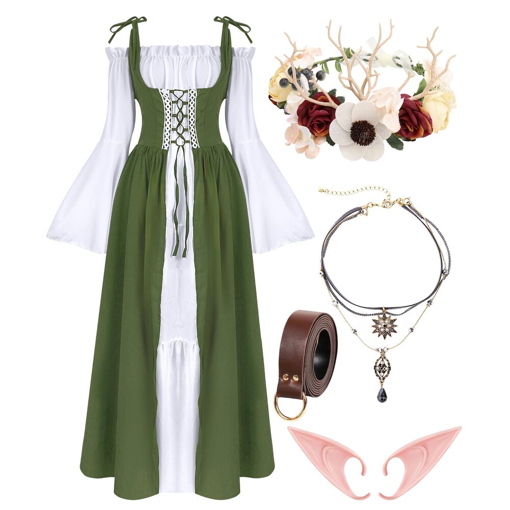 2276 Renaissance Dresses Medieval Costume For Flower Crown Elf